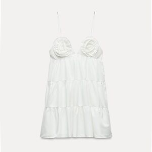 Zara White Sleeveless Top with Floral Details
